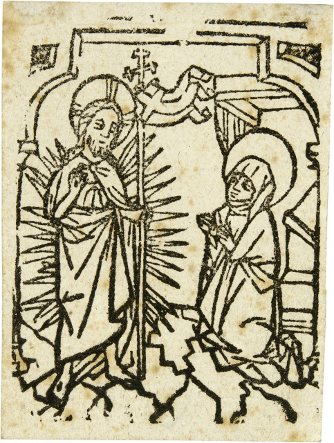 Einblattholzschnitt 15. Jahrhundert  : Der auferstandene Christus erscheint seiner  ..., Um 1460 