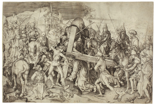 Martin Schongauer  : Die grosse Kreuztragung , Um 1480-1482/83, nach neuerer Erkenntnis wohl früher 
