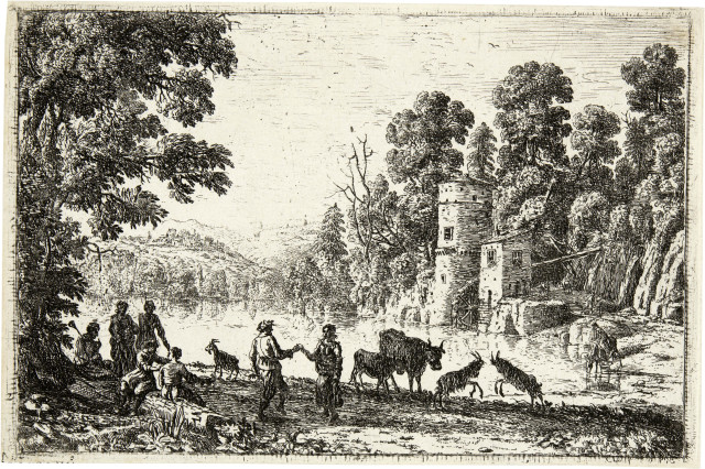 Claude Gellée, genannt Le Lorrain  : La danse au bord de l'eau , Circa 1635