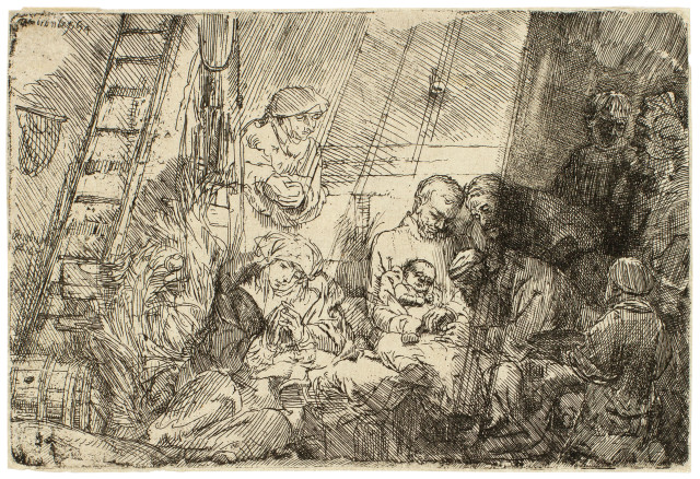 Rembrandt Harmensz. van Rijn : Die Beschneidung im Stall, 1654