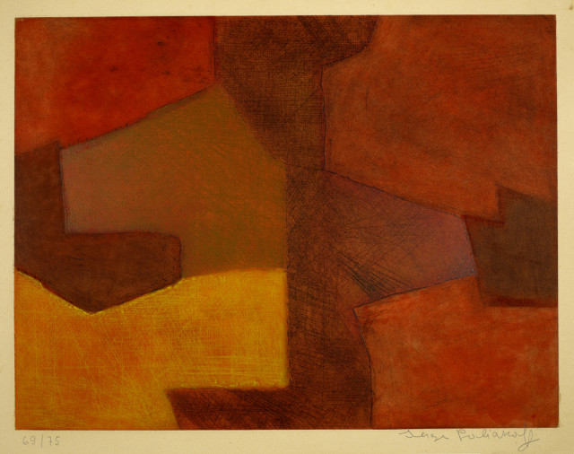 Serge Poliakoff  : Composition orange et rouge , 1966
