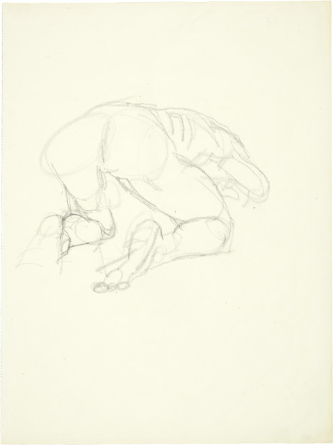 Anton Kolig : Nach vorne gebeugter, kniender Männerakt, Around 1941