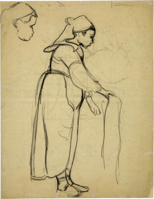 Cuno Amiet : Bretonin in ganzer Figur nach rechts, mit ..., 1892-1894