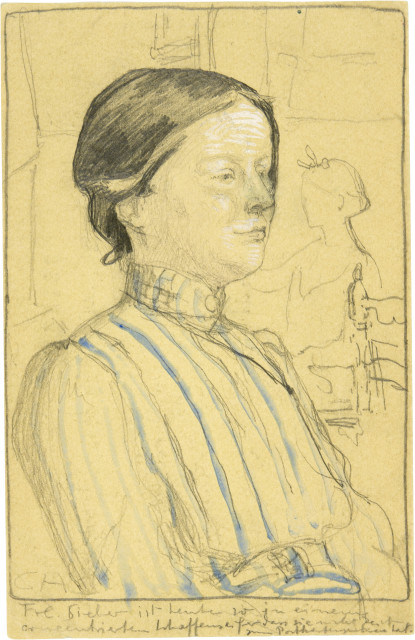 Cuno Amiet : Portrait Fräulein Sieber. Postkarte, Around 1908