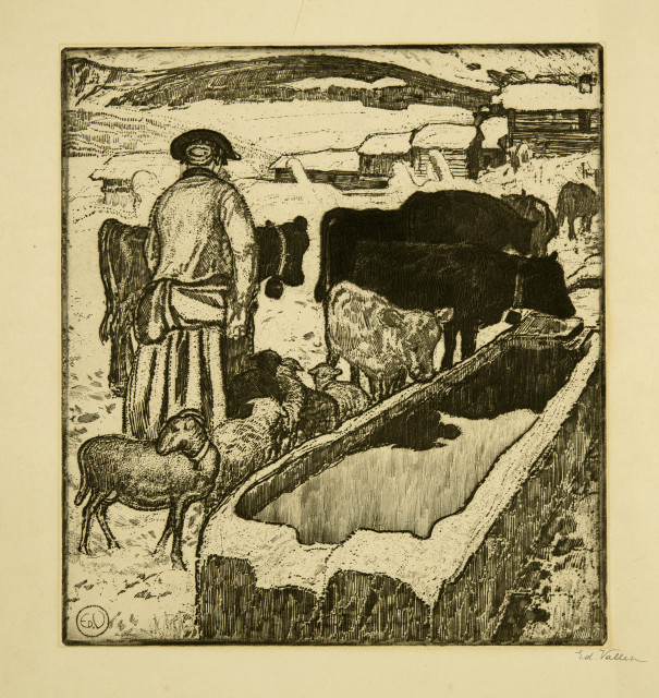 Edouard Vallet : Le troupeau à l'abreuvoir, 1913