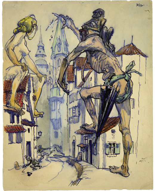 Simplicissimus - Heinrich Kley  : Auf den Häusern , Around 1908-1910