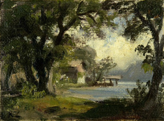 Robert Zünd : Haus an Seeufer, 1850-1860