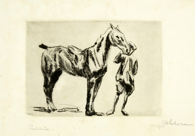 Max Liebermann : Reiterpferd. - Jäger mit Hunden, 1912-1914