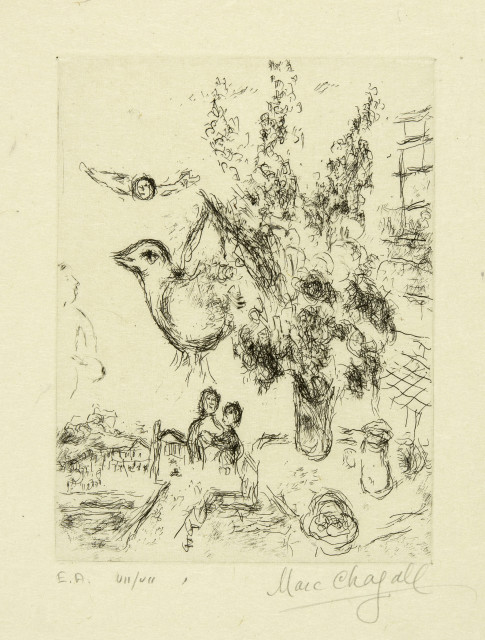 Marc Chagall  : Nature morte au bouquet de fleurs , 1967