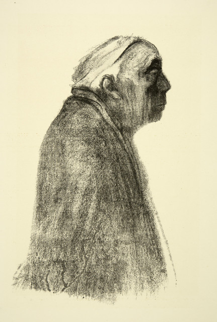 Käthe Kollwitz : Selbstbildnis im Profil nach rechts, 1938