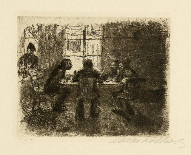 Käthe Kollwitz : Vier Männer in der Kneipe, 1892-1897