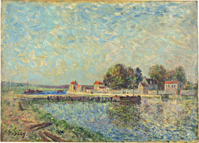 Alfred Sisley  : Le barrage à Saint-Mammès , 1885 