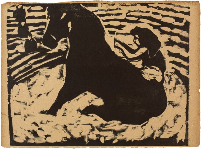 Ernst Ludwig Kirchner  : Zirkusreiterin - Artistin auf schwarzem Pony , 1909 