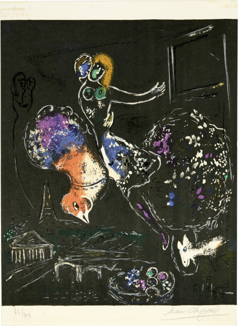 Marc Chagall  : La nuit à Paris , 1954 