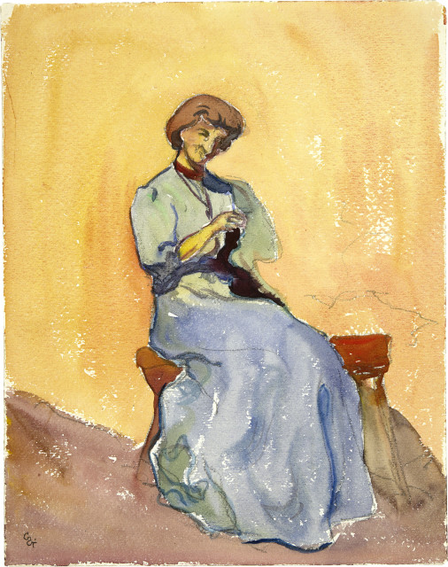 Giovanni Giacometti : Annetta, auf einer Bank sitzend, circa 1904-1906