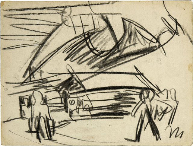 Ernst Ludwig Kirchner : Landschaft mit Bauernhaus und Figuren bei ..., circa 1920