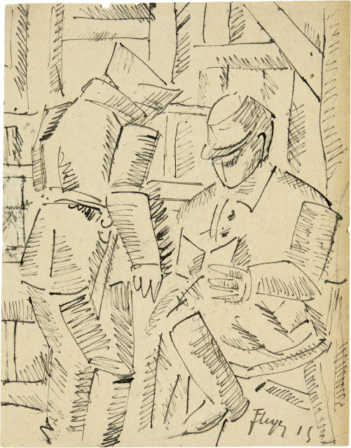 Fernand Léger  : Dessin de guerre, Argonne 1915, La Lecture , 1915