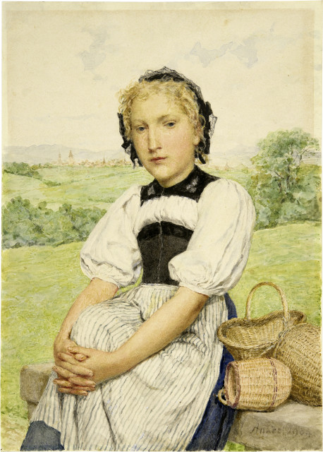 Albert Anker : Mädchen mit drei Körben, 1904