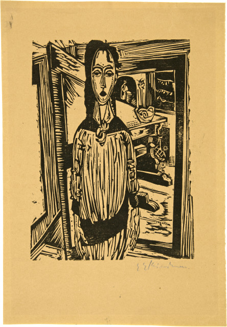 Ernst Ludwig Kirchner  : Schlankes Mädchen vor offener Zimmertür , 1917
