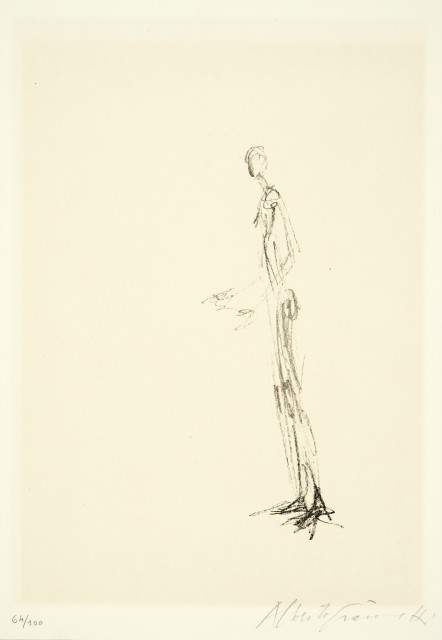 Alberto Giacometti : Figure debout de profil les mains levées, 1957