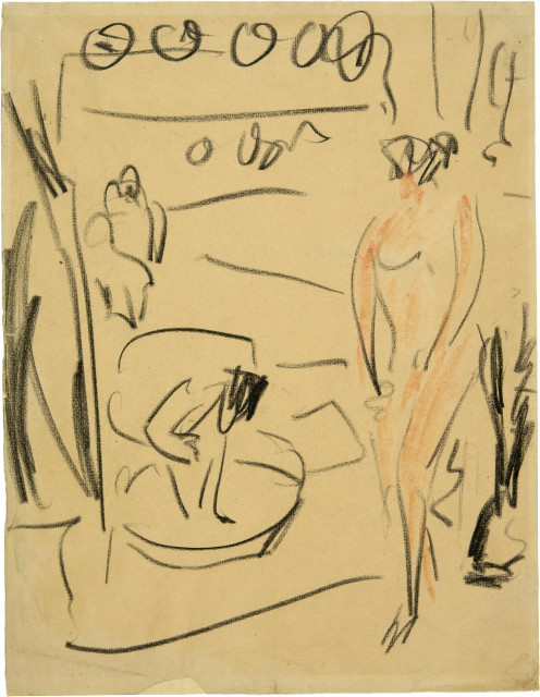 Ernst Ludwig Kirchner  : Zwei sich waschende Frauenakte , circa 1912