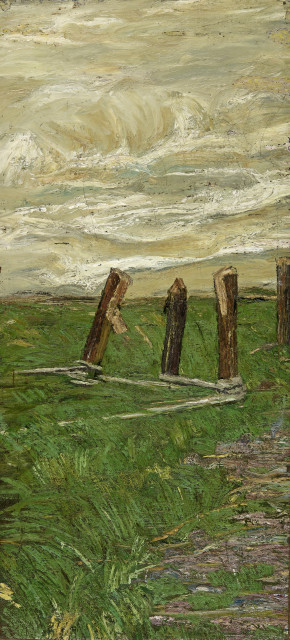 Giovanni Segantini : Frammento di paesaggio - Studio di un campo ..., 1887/1888