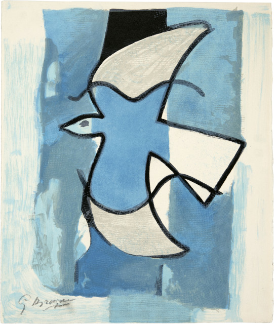 Georges Braque  : L'oiseau bleu et gris , 1962
