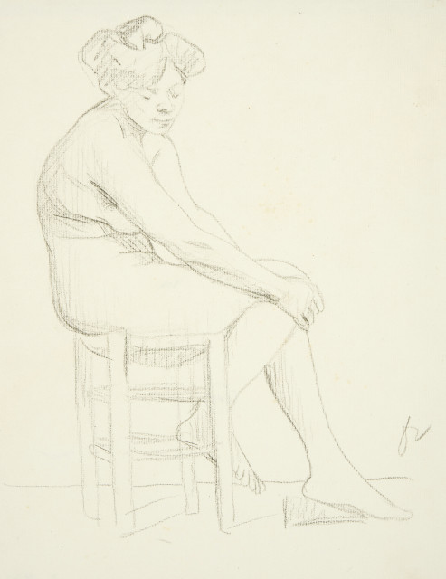 Félix Vallotton : Nu assis sur un tabouret, circa 1910