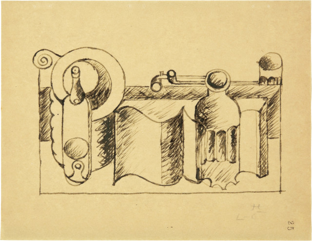Le Corbusier : Nature morte au livre, carafe, bouteille,  ..., Um 1920
