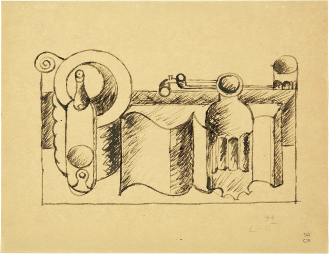 Le Corbusier : Nature morte au livre, carafe, bouteille, ..., circa 1920