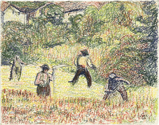 Giovanni Giacometti : Vier Bauern beim Mähen, circa 1912