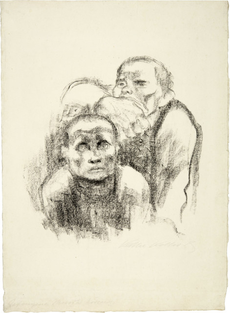 Käthe Kollwitz : Gefangene, Musik hörend, 1925