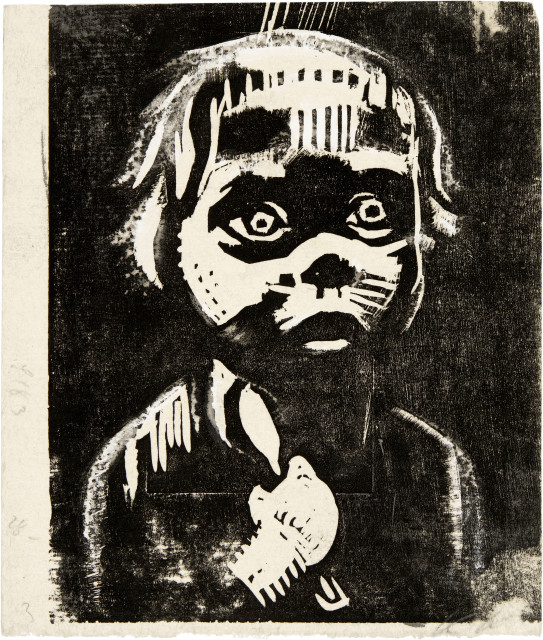 Käthe Kollwitz : Erwerbslos - Teildruck des Kinderkopfes, 1924 or early 1925
