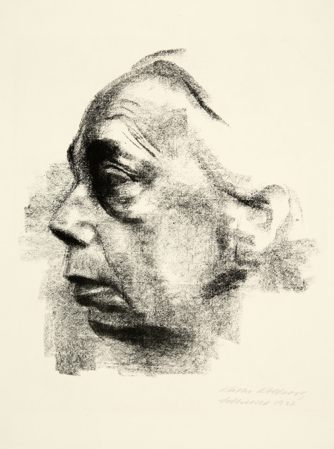 Käthe Kollwitz : Selbstbildnis im Profil nach links, Spring 1927