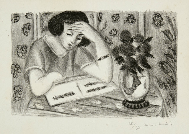 Henri Matisse  : Liseuse au bouquet de roses , 1925