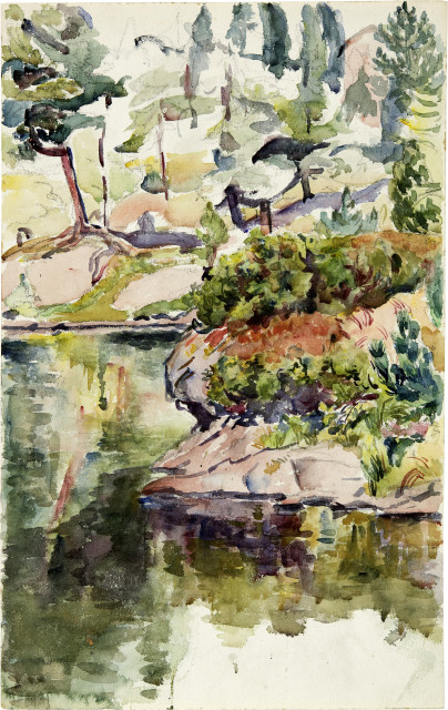 Giovanni Giacometti : Uferpartie des Cavlocciosees bei Maloja, Um 1915 