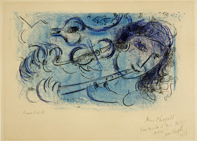 Marc Chagall  : Le joueur de flûte , 1958