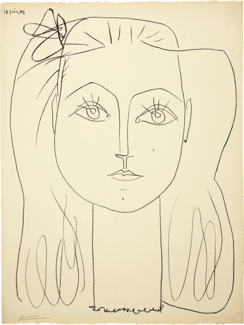 Pablo Picasso  : Françoise au nœud dans les cheveux , 14 June 1946