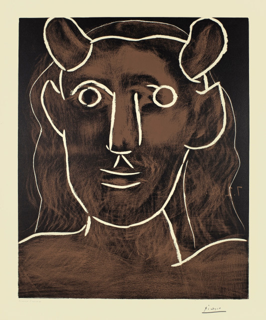 Pablo Picasso  : Tête de faune , Mougins, 7. Februar 1962 
