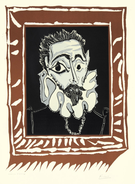 Pablo Picasso  : Portrait d'homme à la fraise , Mougins, 9 April 1962