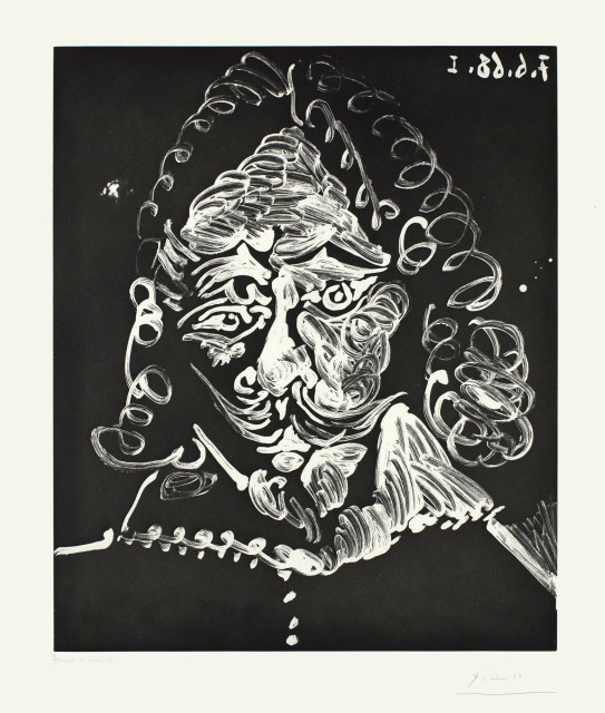 Pablo Picasso  : Portrait de mousquetaire triste , Mougins, 7 June 1968