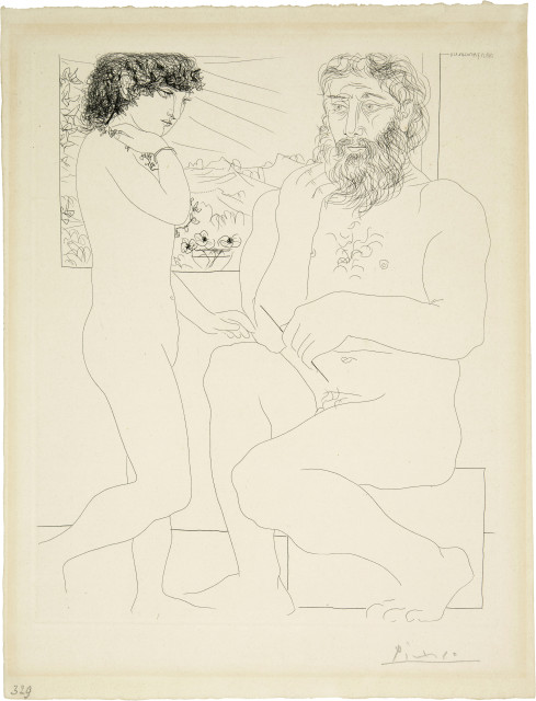 Pablo Picasso  : Sculpteur songeant, modèle aux cheveux  ..., Paris, 7 April 1933