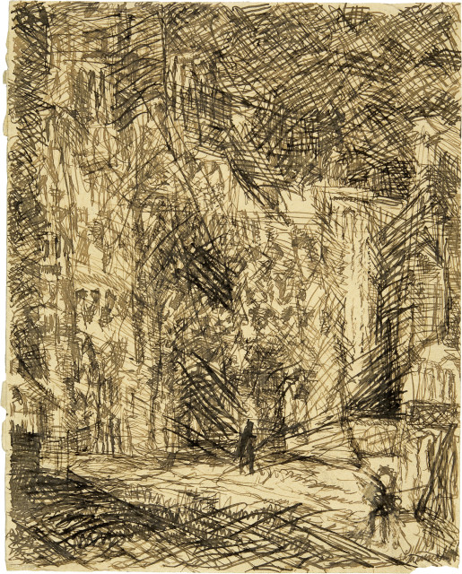 Louis Soutter : 'L'église folle' - Rückseite mit Text (..., 1923-1930