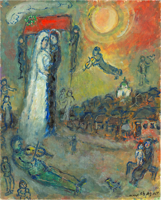Marc Chagall : Mariés célébrés au village, 1978