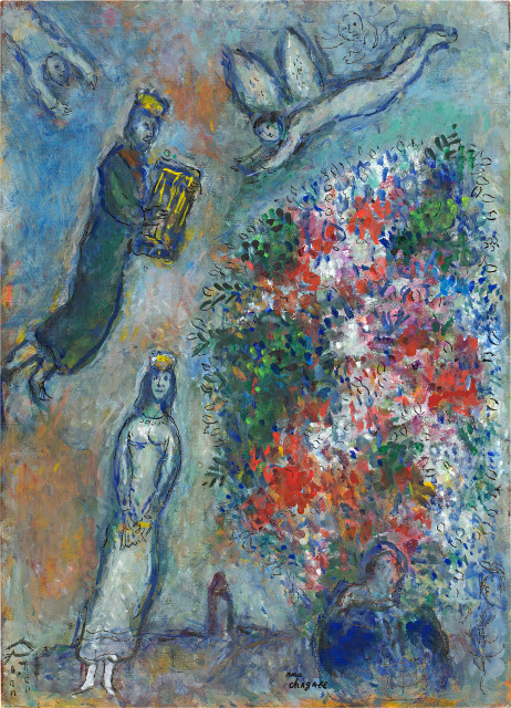 Marc Chagall  : David et Bethsabée au grand bouquet , 1970-1975 