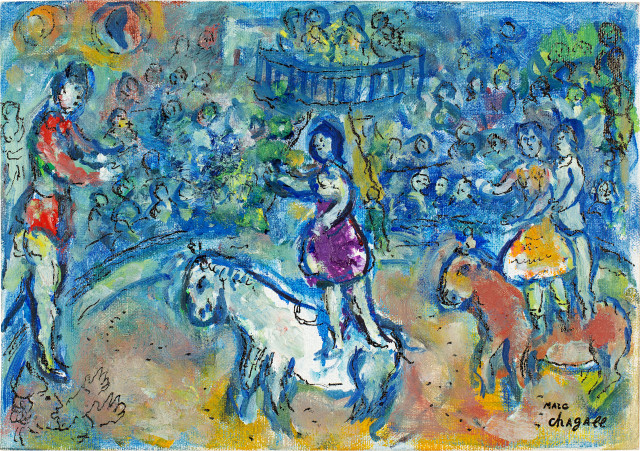 Marc Chagall : Écuyères au cirque, circa 1978