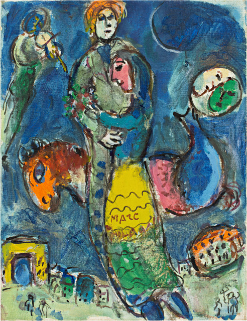 Marc Chagall  : Couple dans le ciel de Paris , 1966 