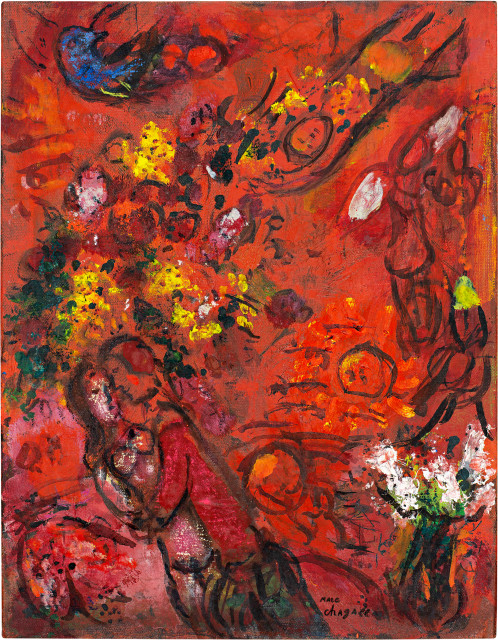 Marc Chagall  : Le cirque rouge, esquisse , 1956-1960
