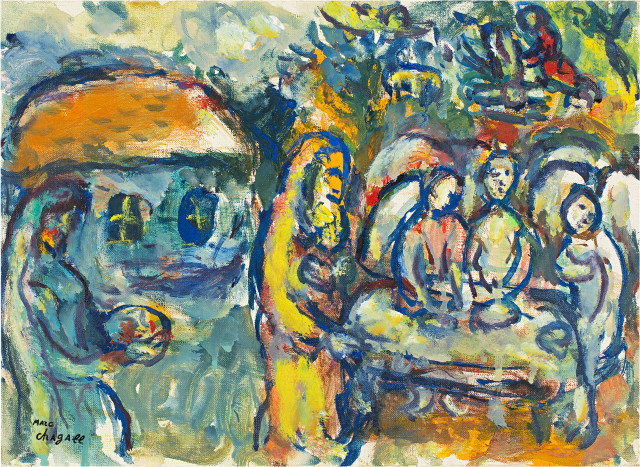 Marc Chagall  : Abraham et les trois anges , Um 1970 