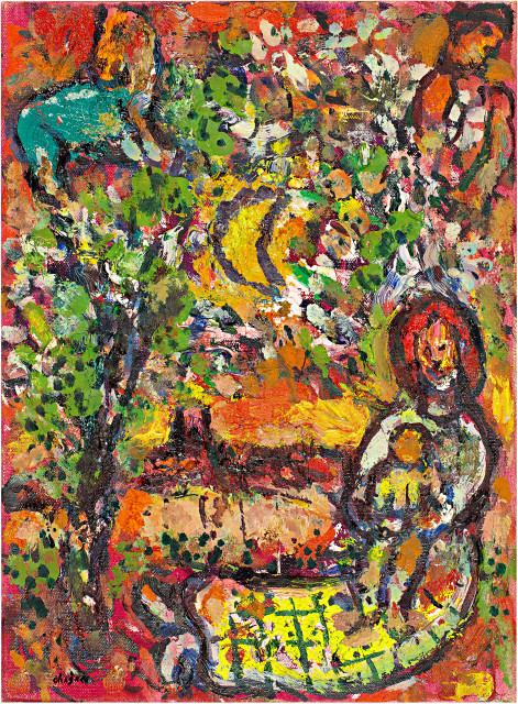 Marc Chagall : Mère et enfant à Vence sur fond ..., circa 1966